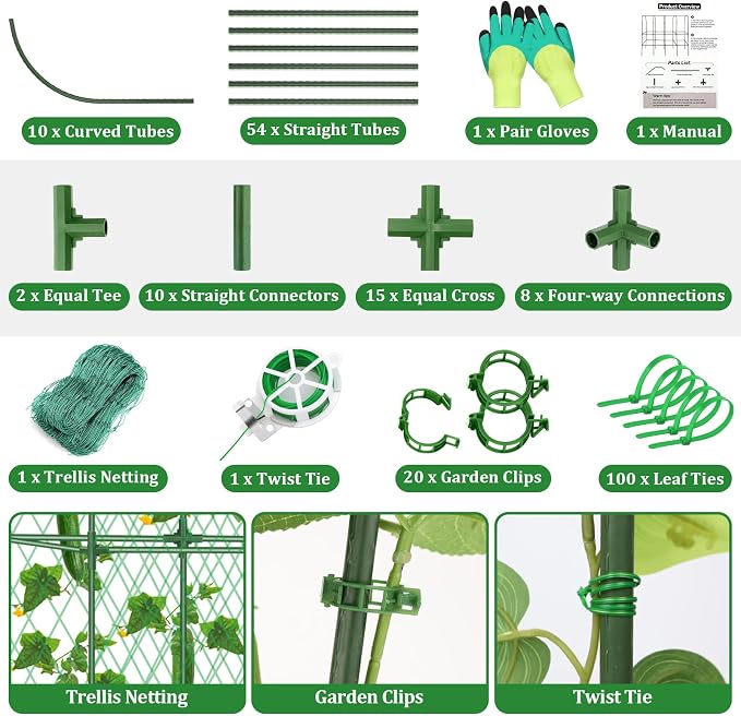 Cucumber Trellis for Raised Bed 5.4x5.5ft U-Shape Adjust Metal Garden Trellis - Image 5