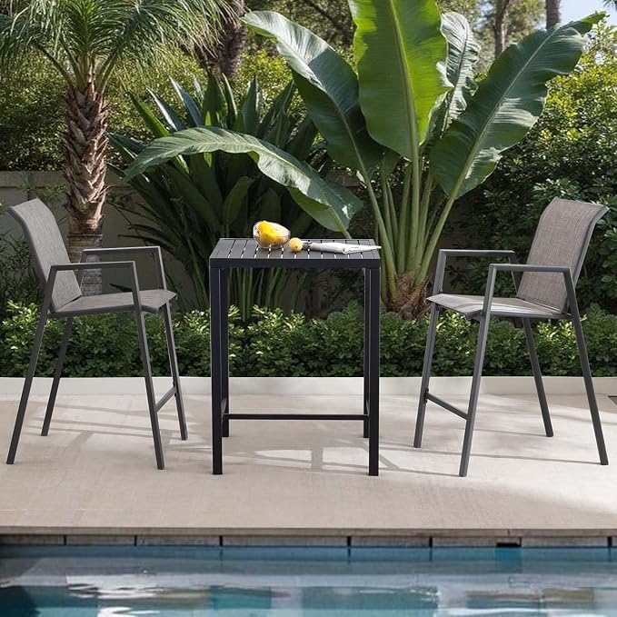 Outdoor Bar Stools Set of 2, Bar Height Chairs - Image 9