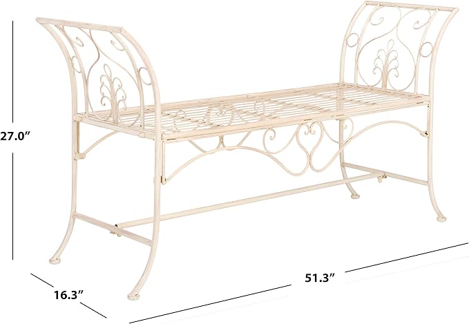Safavieh PAT5016A Collection Arona Antique White Wrought Iron 51" Outdoor - Image 4