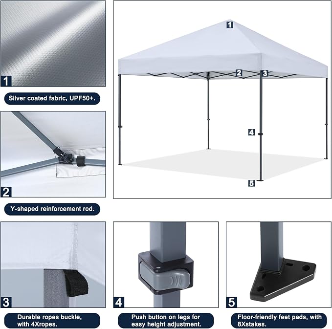 COOSHADE Durable Easy Pop Up Canopy Tent 12x12Ft - Image 4