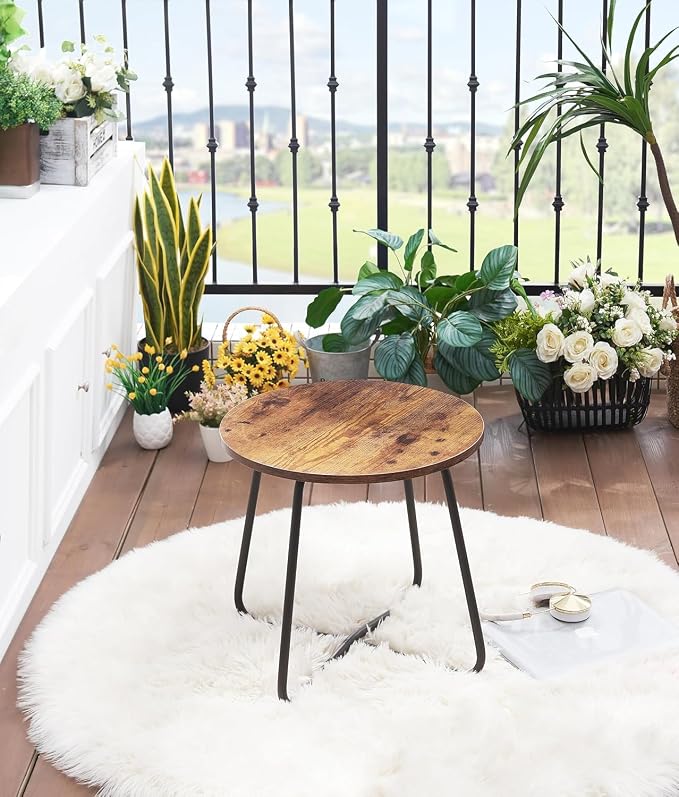 VECELO Patio Outdoor Side Snack Table, Small Round Anti-Rust Metal Style Desk - Image 2