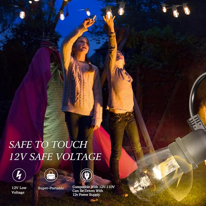 GANA 12V Low Voltage & Safe LED Outdoor String Lights, 48FT 15 Shatterproof - Image 9