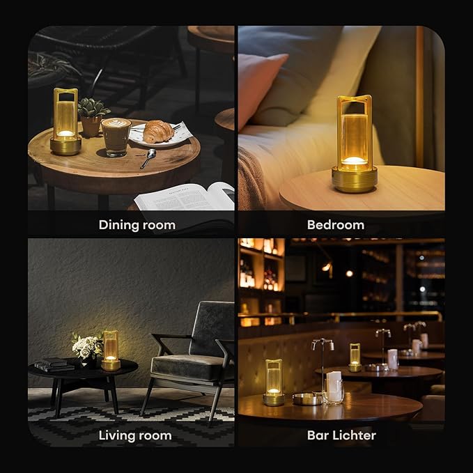 Portable Metal Table Lamp for Indoor/Outdoor, Rechargeable Cordless LED Lamp - Image 4