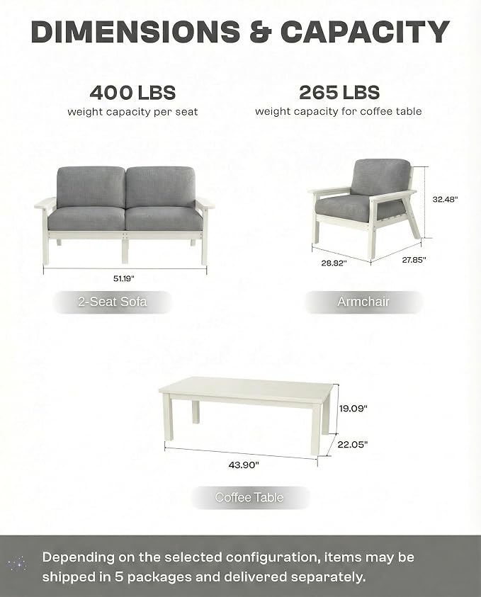 Patio Furniture Set, HDPE Outdoor Sofa Set - Image 2