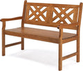 VINGLI 50" Outdoor Wood Bench, Weatehr Resistant Wooden Garden Patio Bench by VINGLI