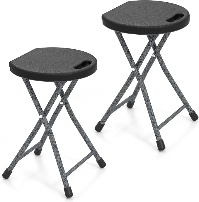 GYMAX Folding Stool, 18in Portable Collapsible Bar Stool by GYMAX