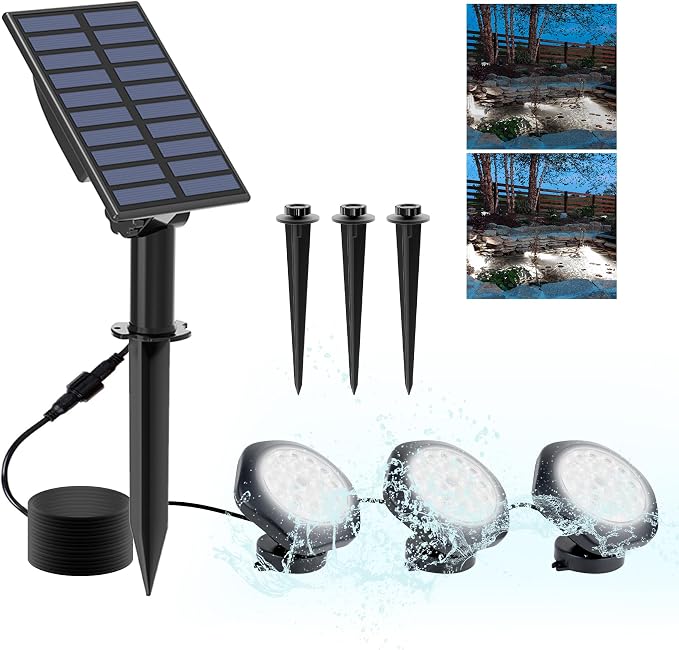 Solar Pond Lights, 18 LED Super Bright Underwater Spotlights LED Submersible by CREPOW