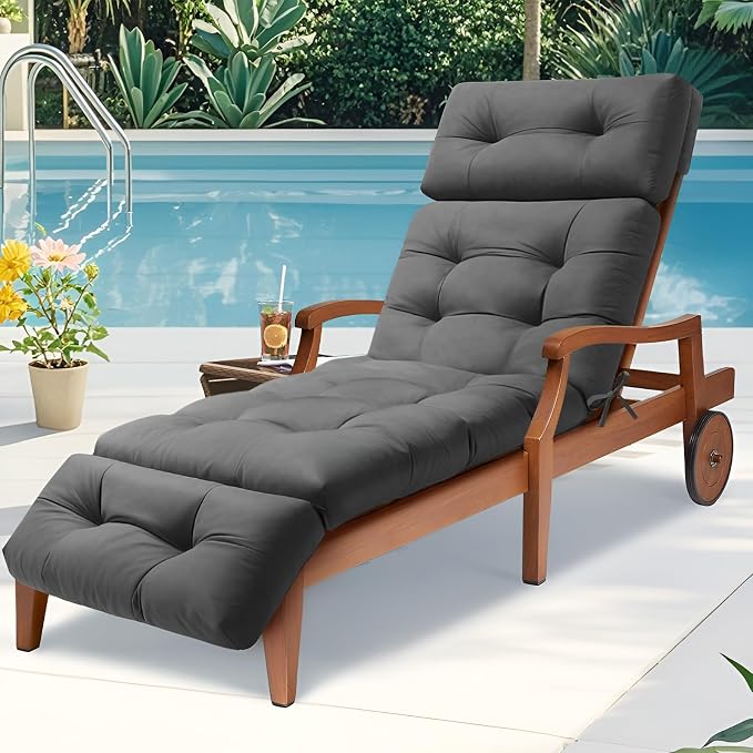 Outdoor Chaise Lounge Cushion Waterproof, 74.4x22x4.7 Inch Oxford Fabric - Image 6