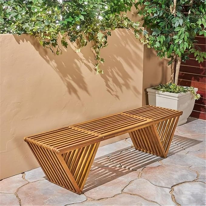 Christopher Knight Home Esme Outdoor Acacia Wood Bench, Teak Finish - Image 2