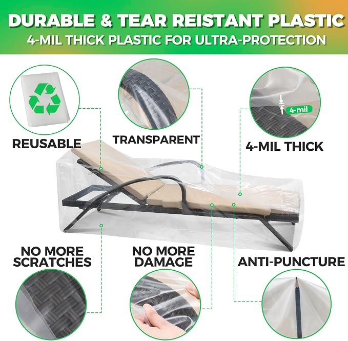 2-Pack Waterproof Outdoor Chaise Lounge Covers - Image 3