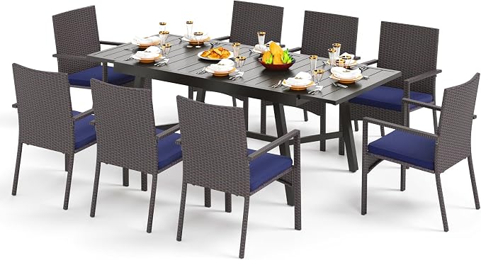 PHI VILLA 9 Piece Outdoor Dining Set by PHIVILLAThepioneerofcomfortablehouseholdsupplies