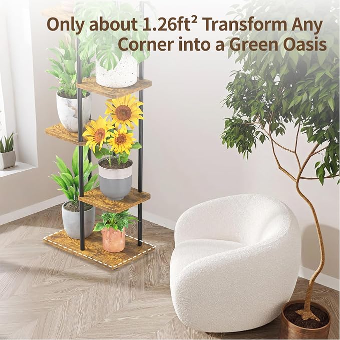 LASZOLA Black 6 Tiered Wood Plant Stand Indoor - Image 5