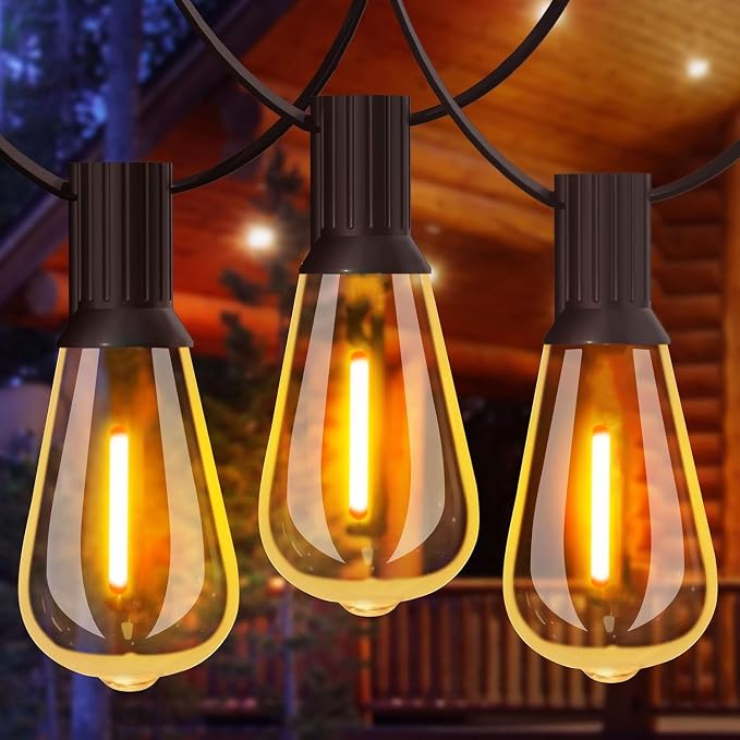 GLUROO String Lights for Outside 120FT, 60+4 Pcs Vintage Bulbs LED Outdoor by ChristmasLights-GLUROO