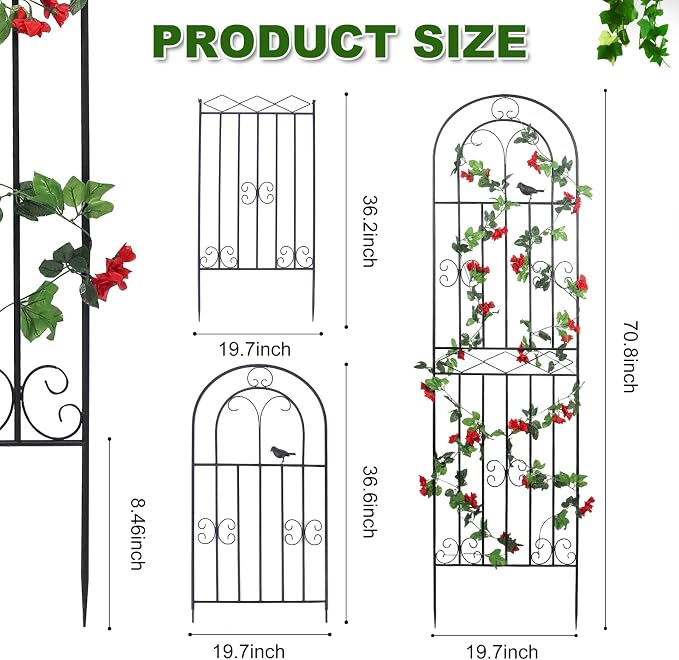 2 Pack 70.8" H x 19.7" W Metal Garden Trellis - Image 4