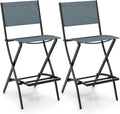 Giantex Folding Patio Bar Chairs Set of 2, Outdoor Counter Height Bar Stools by Giantex
