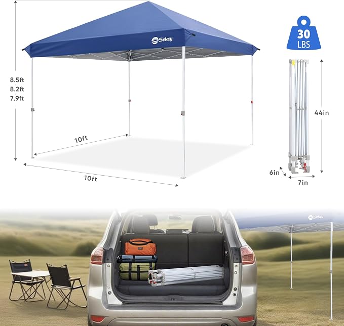 Sekey 10x10 Pop Up Canopy with One Push Setup-Easy Up Canopy with 99% UV - Image 7