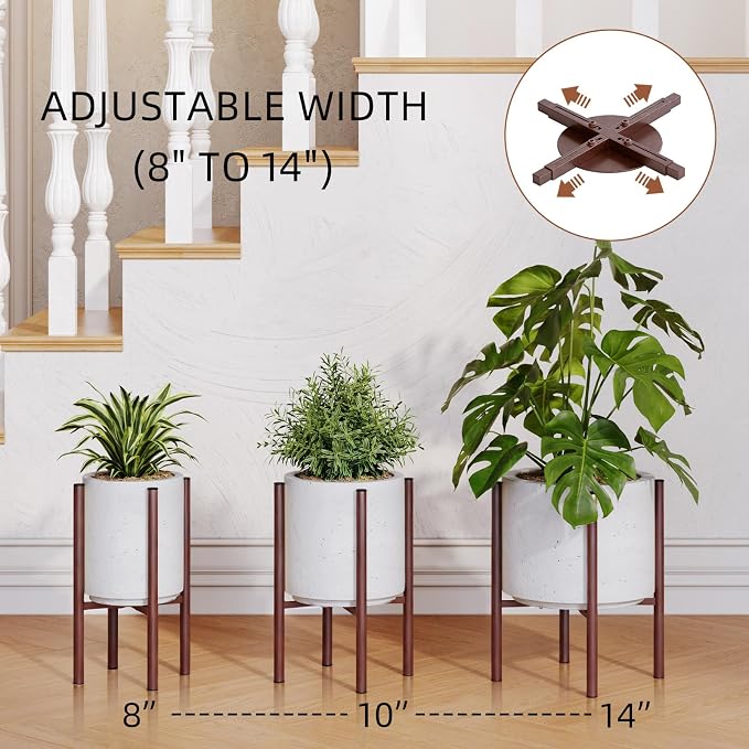 Plant Stand Indoor for 2 Height Options, Mid Century Modern Outdoor Planter - Image 3