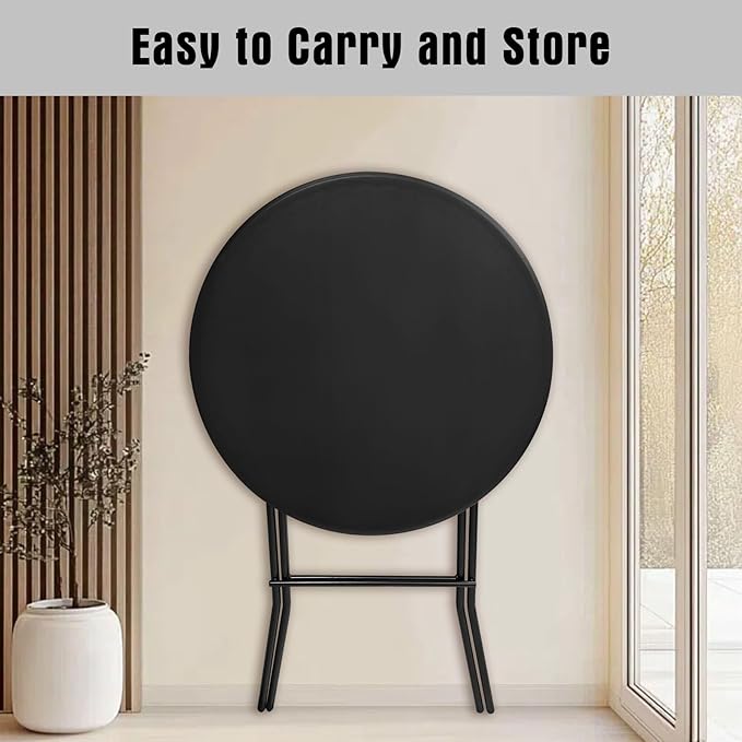 32in Cocktail Table, Folding Round High Top Indoor Outdoor Use, Foldable Bar - Image 6