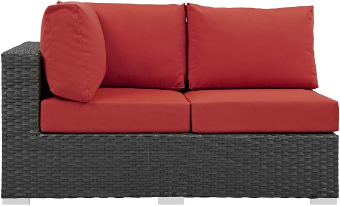 Modway Sojourn Wicker Rattan Outdoor Patio Sunbrella Fabric Left-Arm Loveseat - Image 4