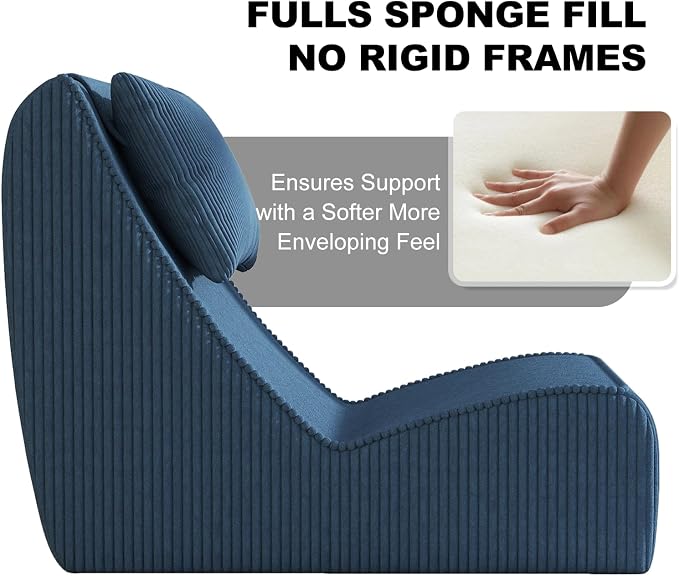 Giant Bean Bag Chair for Adults, Corduroy Chaise Lounge - Image 4