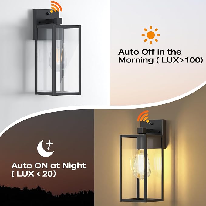 WIHTU 13in Dusk to Dawn Outdoor Lighting Fixtures, Exterior Front Porch Light - Image 2