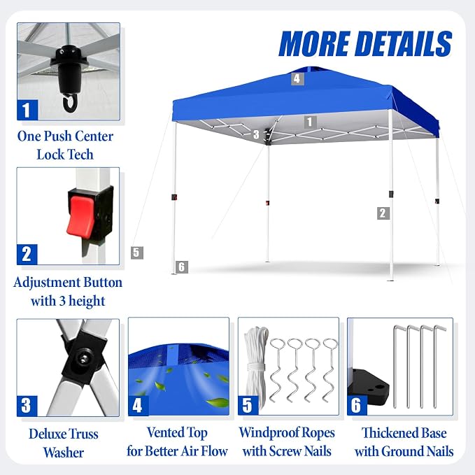 10x10 Pop Up Canopy, Heavy Duty Pop Up Tent - Image 4