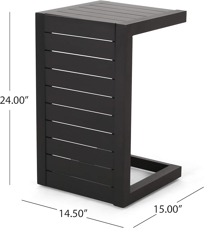 Christopher Knight Home Jesse Coral Outdoor Modern Aluminum C-Shaped End Table - Image 3