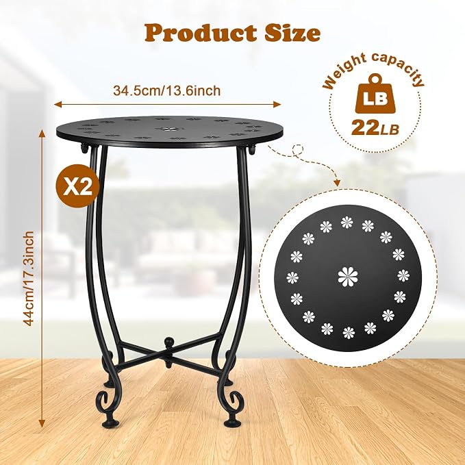 2 Pack 14 Inch Outdoor Side Tables - Image 3