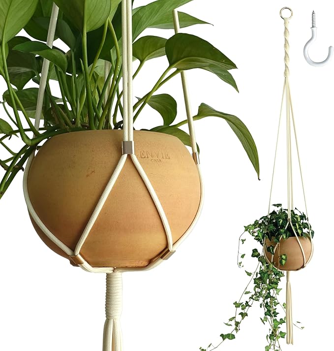 Macrame Plant Hanger Polyester Rope 42 Inch Outdoor Indoor Adjustable Hanging by LETBE