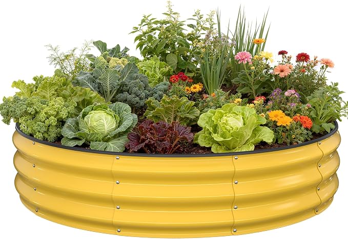 Galvanized Raised Garden Bed 4×4×1 FT, Round Metal Raised Garden Bed Outdoor by Pattiumo