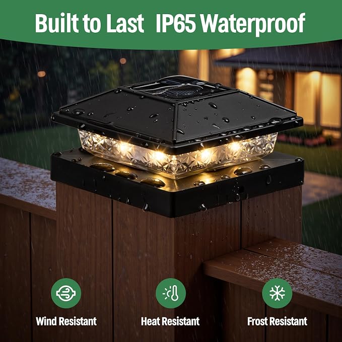 16pack Modern Black Solar LED Post Cap Lights, 16 x LED, Waterproof, Solar - Image 4
