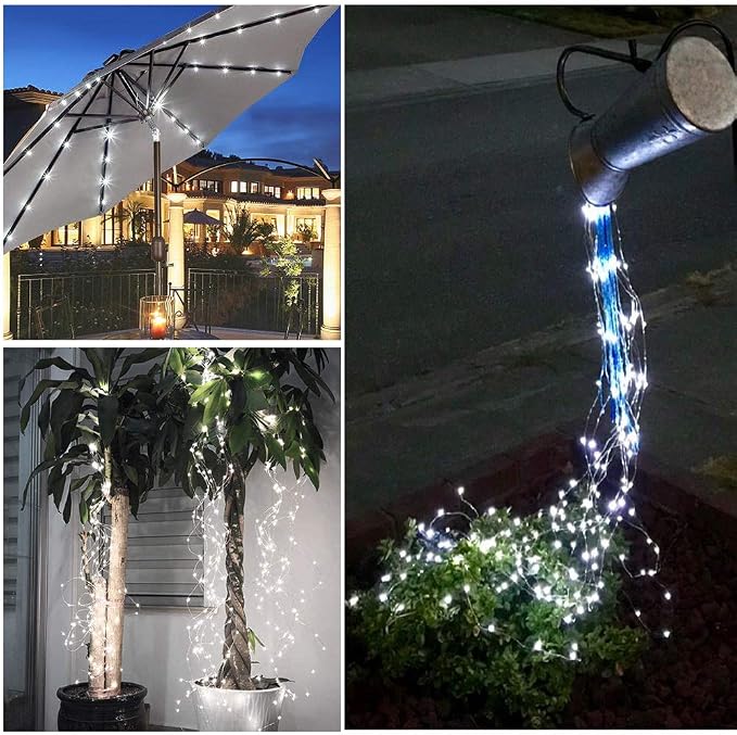 Solar Fairy Lights Outdoor White, Waterproof Solar Powered Waterfall Lights - Image 4