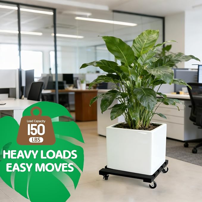 2 Pack Plant Stand with Wheels, Plant Caddies with 360° Lockable Smooth Sliding - Image 4