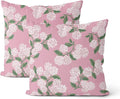 Pink Pillow Covers 22x22 Inch 2 Pcs Preppy Pink Green Hydrangea Flower Decor by DAFENA