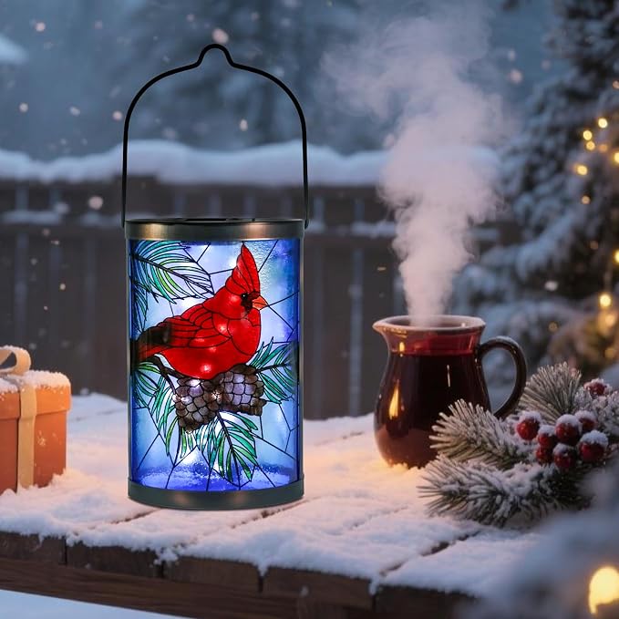 MUMTOP Hanging Solar Lanterns Outdoor Waterproof, Christmas Lantern Cardinal - Image 2