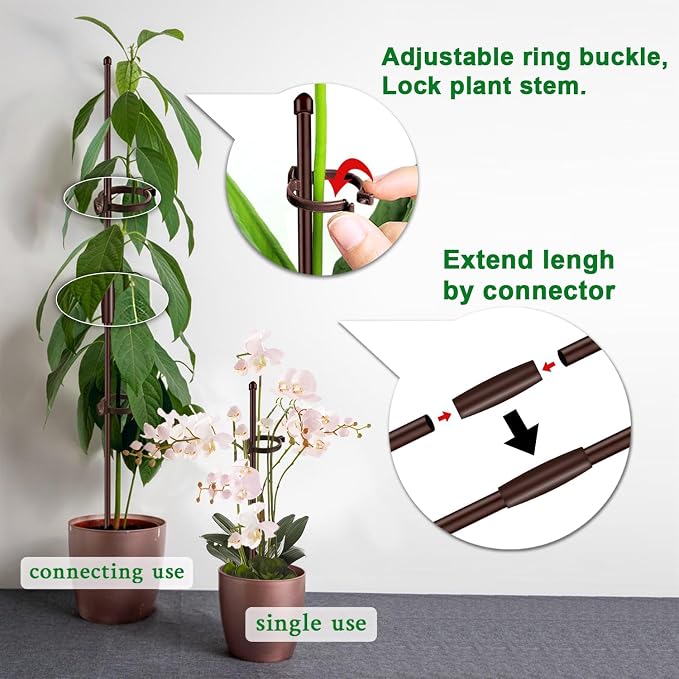 Plant Stakes 17inch &11inch SupKing 16Pcs Adjustable Flower Support Poles - Image 3