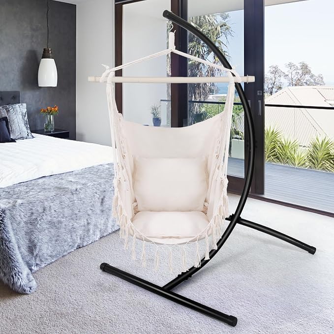 Goutime Hammock Chair, Hanging Rope Ceiling Swing - Image 7