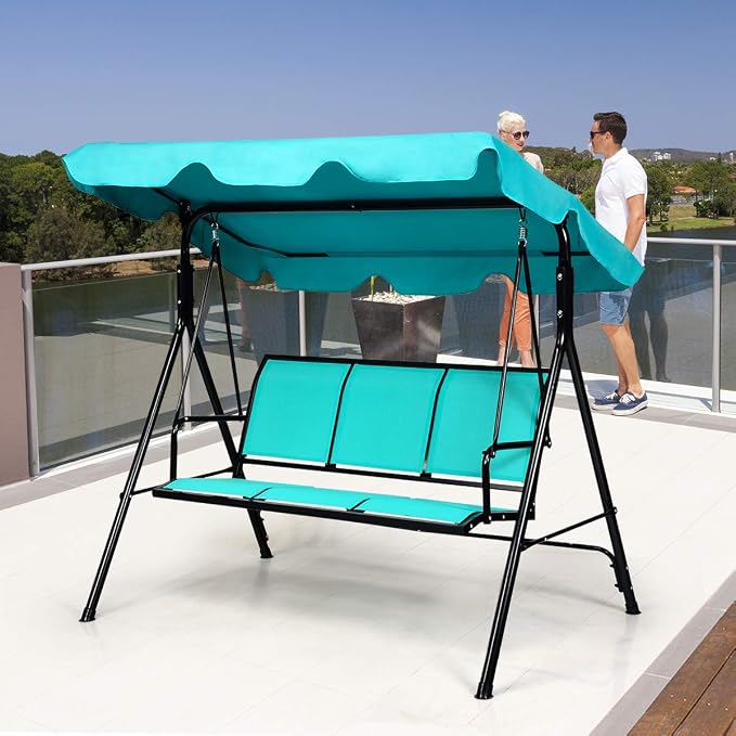 TANGKULA 3 Person Patio Swing, Steel Frame - Image 3