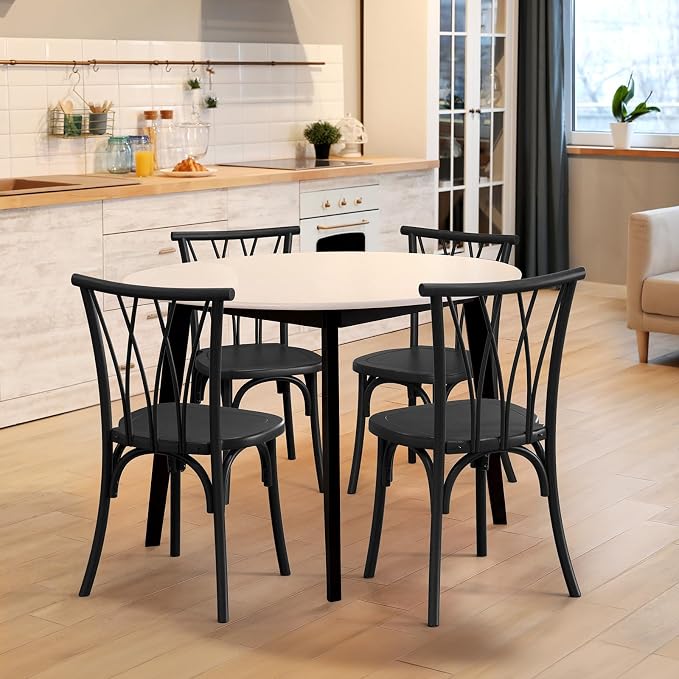 VINGLI Plastic Outdoor Dining Chairs Set of 6, Stackable Patio Dining Chairs - Image 2