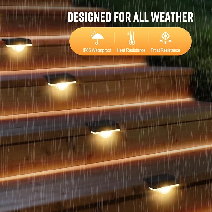 Solar Stair Lights Outdoor Waterproof, 8 Pack Solar Step Lights - Image 3