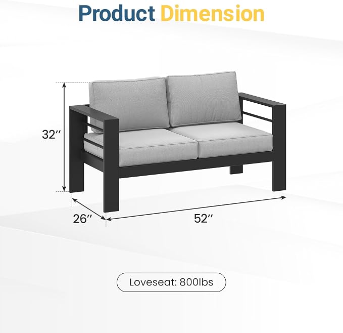 Wisteria Lane Patio Furniture Metal Loveseat, Metal Outdoor Chairs - Image 2