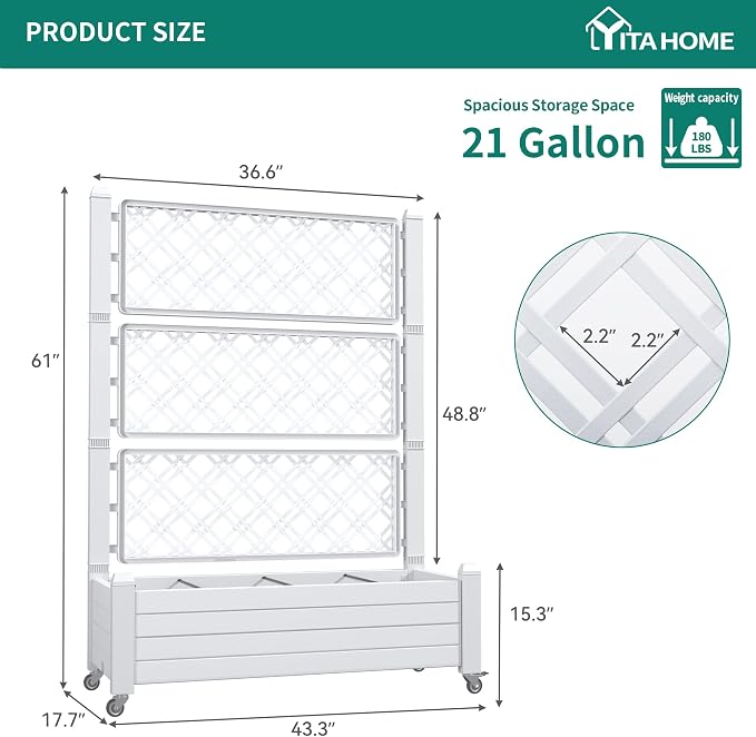 YITAHOME 43.3x17.7x61 in Planter Trellis Box - Image 8