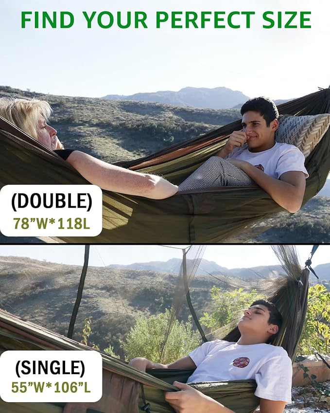 Sunyear Camping Hammock, Portable Single & Double Hammock - Image 3