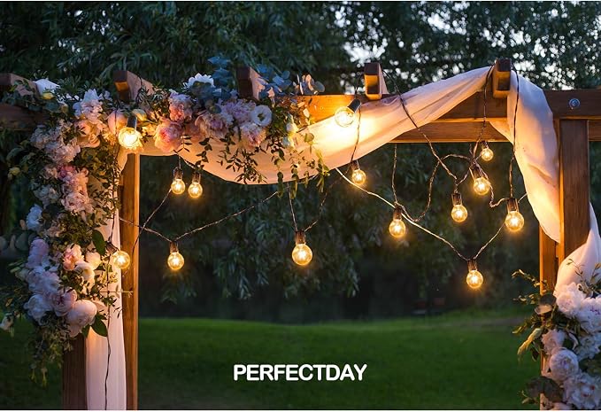 PERFECTDAY Solar String Lights, Shatterproof LED Solar String Light Outdoor G40 - Image 5