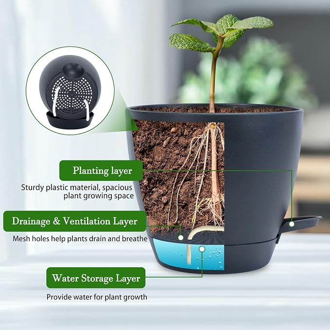 Hanging Planters for Indoor Plants, 2 Set Self Watering Hanging Flower Pots - Image 5