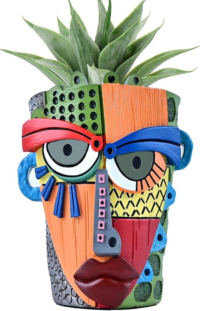 Abstract Face Planter Pots for Plants, Hand-Painted Colorful Flower Pots by Midogaigai