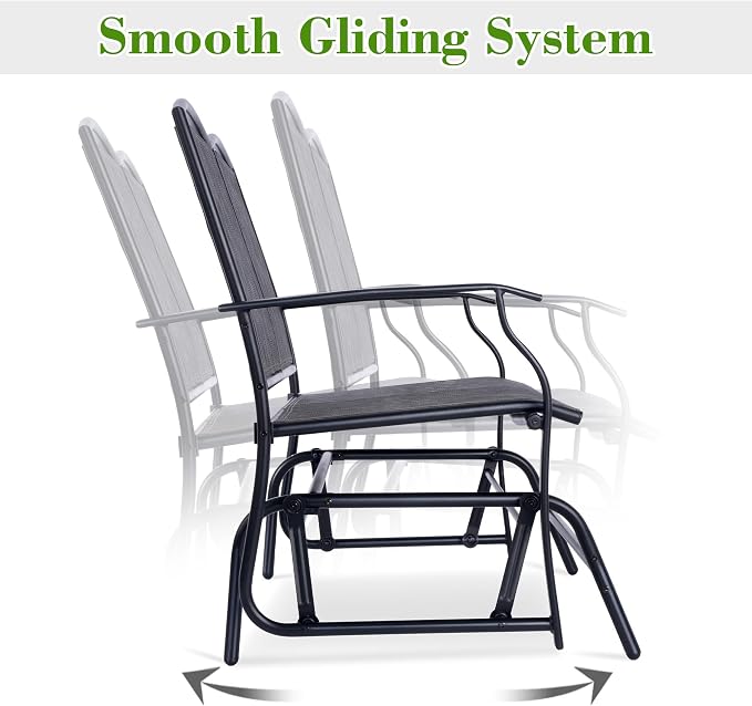 Backyard Expressions 2-Person Outdoor Glider Bench, Patio Double Swing Rocking - Image 6