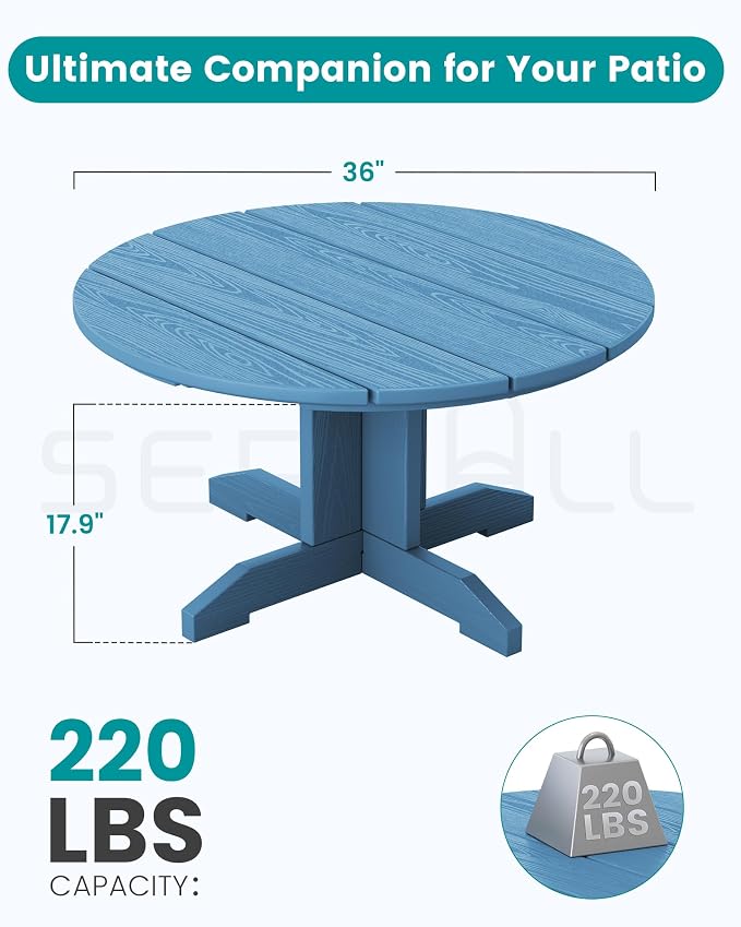 SERWALL Outdoor Round Coffee Table Set, 5-Piece Outdoor Coffee Table and - Image 2