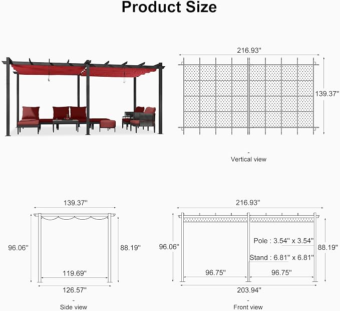 PURPLE LEAF 12' X 18' Outdoor Pergola - Image 7