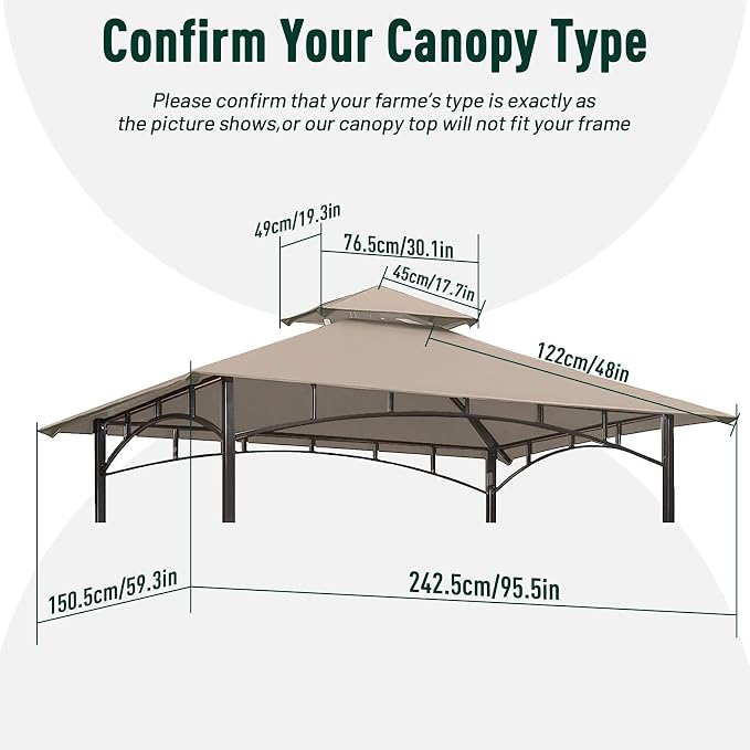 OLILAWN Grill Gazebo Replacement Canopy Roof, Patio Umbrella 5' x 8' Outdoor - Image 2